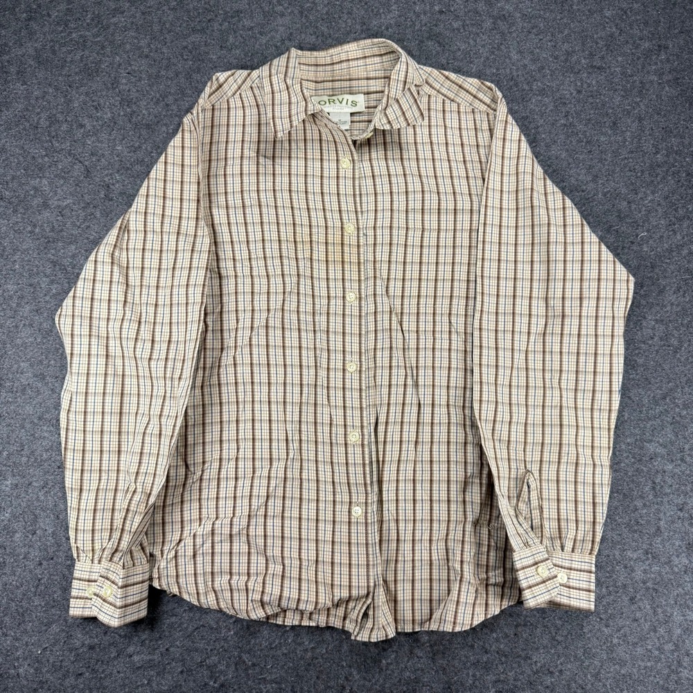 Orvis Plaid Long Sleeve Button Down Shirt - Women's Size 12 - Cotton